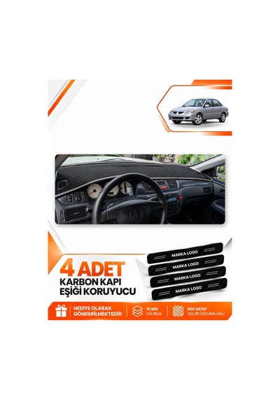 Mıtsubıshı Lancer 2003-2006 Uyumlu Ön Torpido Koruma Kılıfı Halısı Koruyucu - Siyah Gri