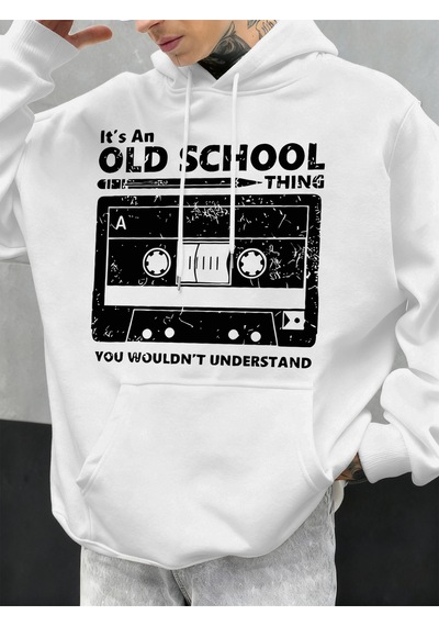 Startmore Startmoreeski Okul Tarzı Baskılı Erkek Kapüşonlu Sweatshirt Sonbahar Hip Hop Kapüşonlu Günlük Polar Sp Beyaz