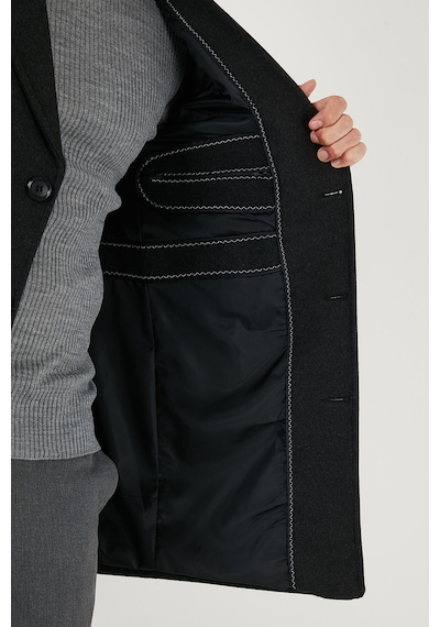 Buratti Slim Fit Apaş Yaka Astarlı Kaşe Erkek Kaban 584K1217 Füme