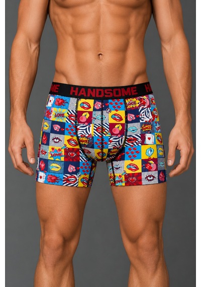 Brem Handsome Öpücük Desenli Erkek Boxer Çok Renkli
