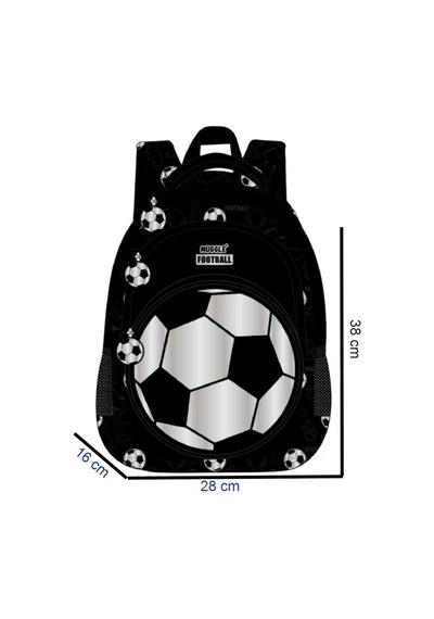 Muggle 3 Bölmeli Silver Football Okul Sırt Çantası Siyah Mu-5874 Siyah