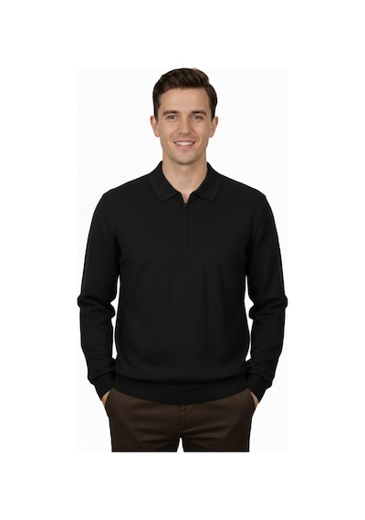 Advante Erkek Regular Fit Polo Yaka Petek Triko Kazak Bgl-st04825 Siyah