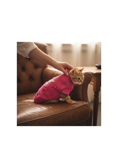 Kedi Ve Köpek İçin Tavşan Motifli Pembe Kazak