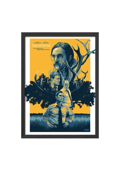 True Detective Siyah Ahşap Çerçeveli Poster, Film Duvar Tablosu