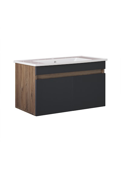 '' Lavabolu '' Mat Mdf 80 Cm Banyo Alt Dolabı Atlantik Çam - Antrasit