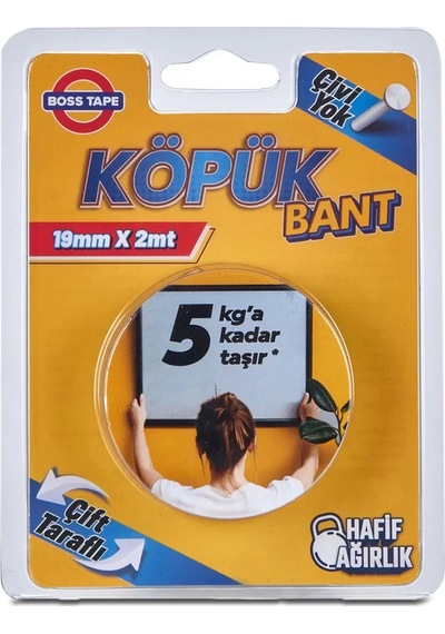 Boss Tape 2718 Çift Taraflı Köpük Bant 19mmx2m Hafif Ağırlık 5kg