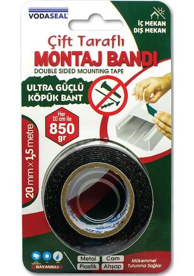 Ultra Güçlü Çift Taraflı Köpük Bant 20 Mm X 1,5 Metre