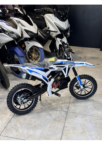 Enbest Benzınlı Çocuk Cros Motoru Hidrolik Frenler 7-17 Yaş Mavi