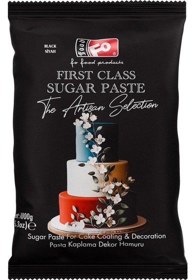 Siyah First Class Kaplama, Dekor Ve Çiçek Yapımı İçin Şeker Hamuru 1 Kg