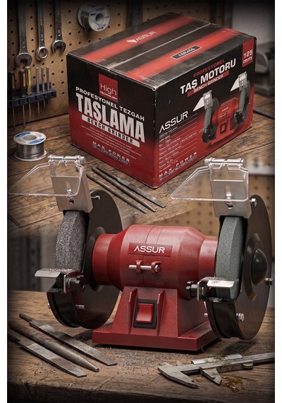 Assur 220W 125 MM Disk Çapı Zımpara Balta Bıçak Bileme Makinesi Taş Motoru Tezgah Üstü Taşlama - 3066