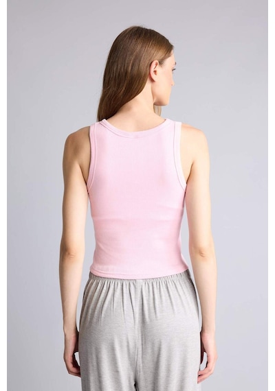 Defacto Pamuklu Slim Fit Fitilli Ribana Crop Atlet I0688ax26aupn441 Pembe-pn441