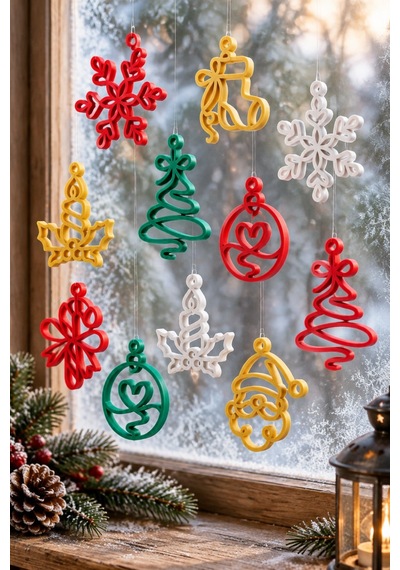 Yılbaşı Figürlü Noel Süsleri - 6 Adetli Paket - Karışık Renkler Diğer