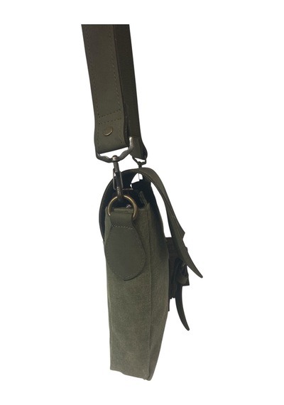 Old Cotton Cargo Kaliteli Su Geçirmez Unisex Küçük Kanvas Günlük Postacı Çantası 20 Cm X 20 Cm Haki