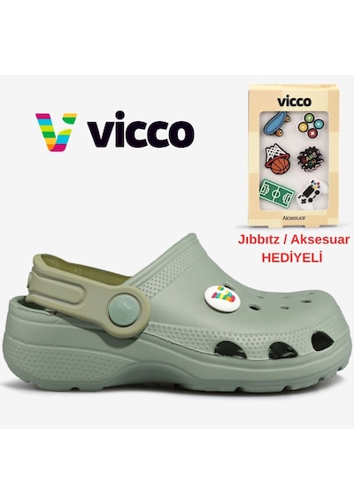 Vicco Didim Jıbbıtz Aksesuar Hediyeli Ortopedik Unisex Çocuk Terlik Yeşil