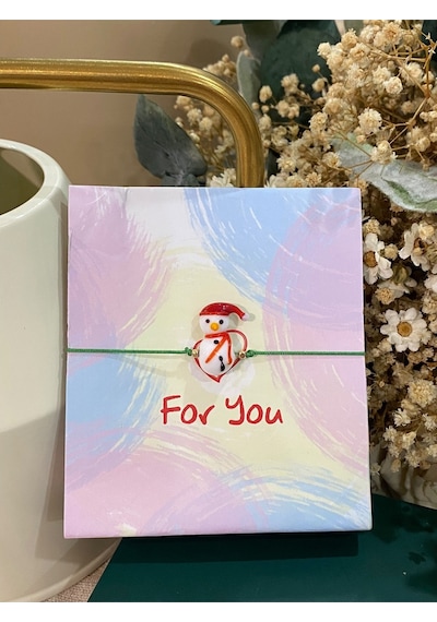 Yeni Yıl Kardan Adam Cam Murano Bileklik Yılbaşı Temalı Christmas Bileklik Yeşil