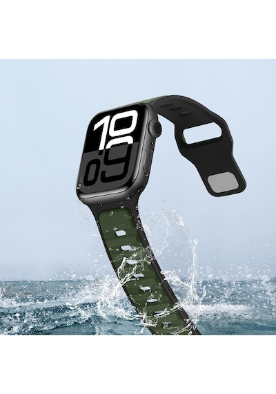 Apple Uyumlu  Watch 42mm 44mm 45mm S10 46mm Ultra 49mm Çift Renkli Spor Silikon Kordon Nefes Alabilir