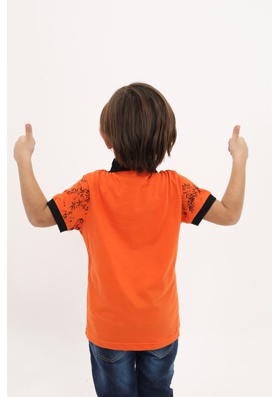 Toontoy Kids Toontoy Erkek Çocuk Desenli Tişört Oranj