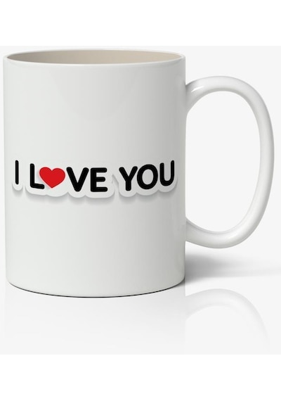 I Love You - Seni Seviyorum Yazılı Baskılı Kupa Bardak Baskılı Kahve Kupa Bardak