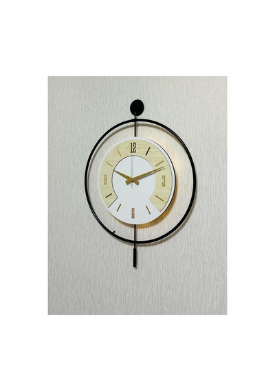 Pey Aksesuar 50x70 Cm Metal Ahşap Ve Işığın Muhteşem Uyumu Duvar Saati Dekoratif Ahşap-m54-siyah-beyaz-akça-gold