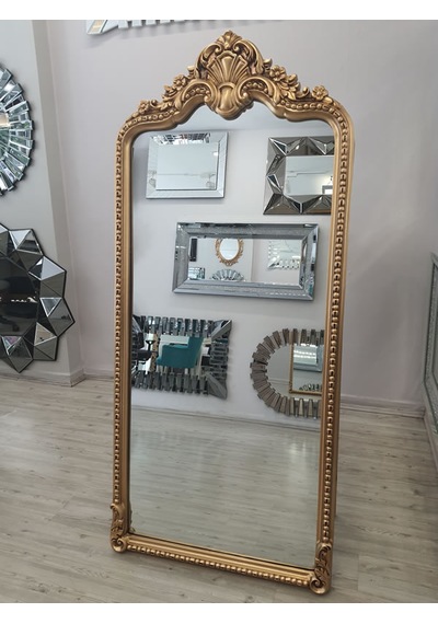 Ayna Denizi Princess Gold Model Altın Renk Dekoratif Ayaklı Boy Aynası Altın