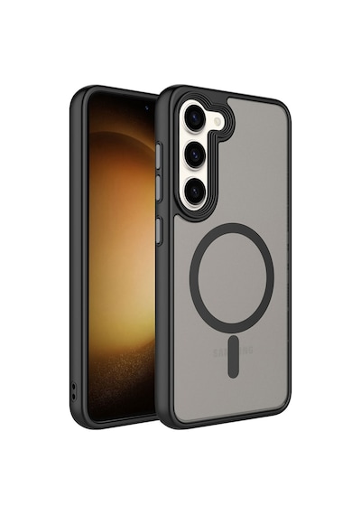 Kilifone - Samsung Uyumlu Galaxy S23 Plus - Kılıf Arkası Mat Kablosuz Şarj Destekli Flet Magsafe Kapak - Siyah