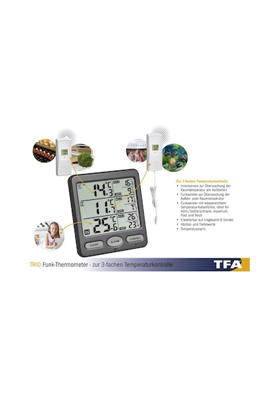 Tfa 30.3062.10 Trıo Kablosuz İç ve Dış Ortam Sıcaklık Ölçer