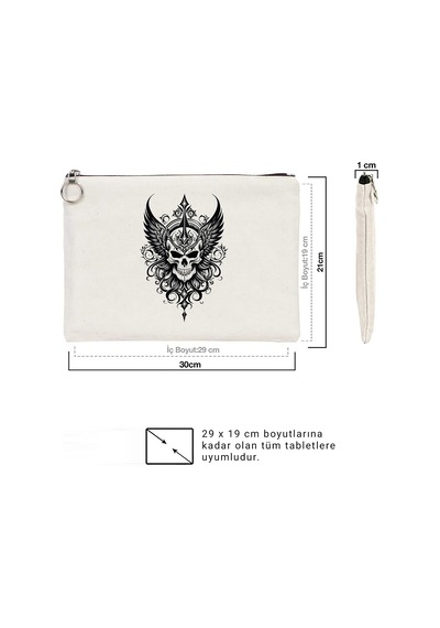 Tattoo Tablet/portföy Çanta - Astarlı 30x21 Cm Beyaz Beyaz