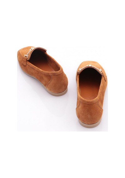 Dgn 3652 Kadin Tokali Loafer Ayakkabi Taba Süet