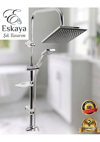 Eshome 3'lü Banyo Seti Krom Robot Duş Seti, Banyo Bataryası Ve Sabit Lavabo Bataryası - 3'lü Batarya Seti