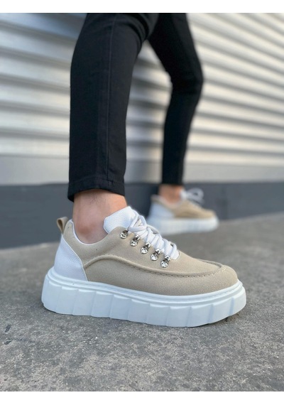 Jy010 Cloud Bağcıklı Süet Erkek Günlük Sneaker Ayakkabı Sbt - Krem/beyaz Krem