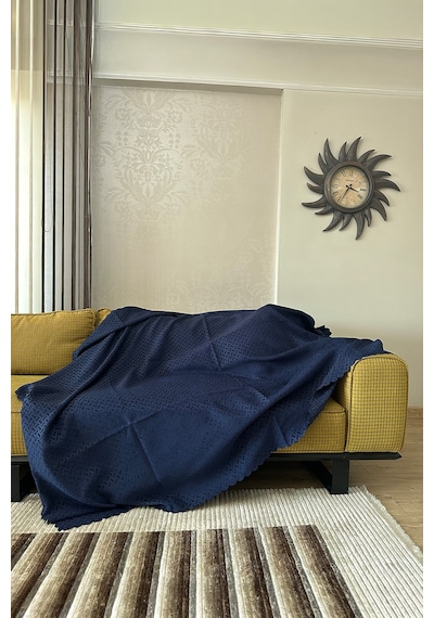 Sofline Kadife Şönil Koltuk Örtüsü, Kaymaz Kanepe Örtüsü, Koltuk Şalı 180 X 220cm Lacivert