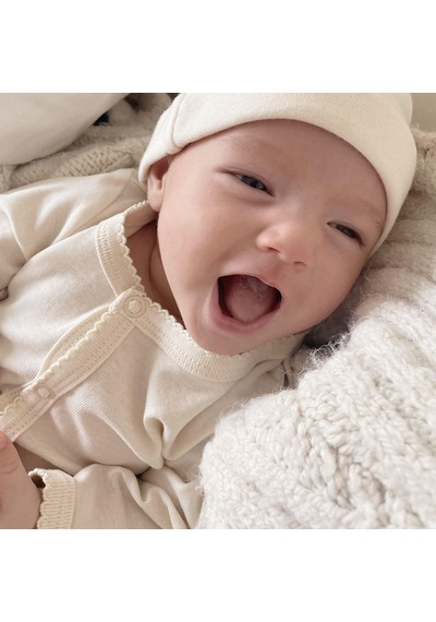 Naturaborn Gots Organik Sertifikalı Patikli Kroşetalı Bebek Uyku Bej