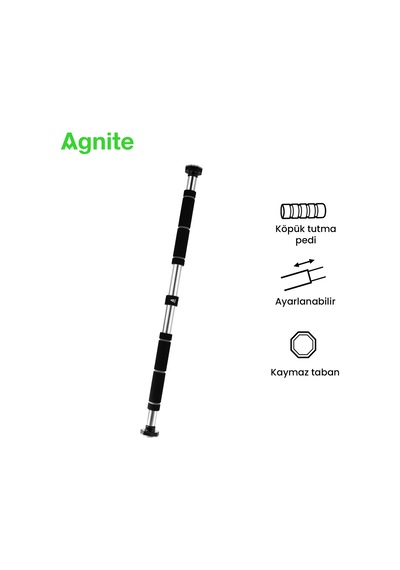 Agnıte Ayarlanabilir Kapı Barfiks Demiri 80-130 Cm Ev Tipi Fitness Gri