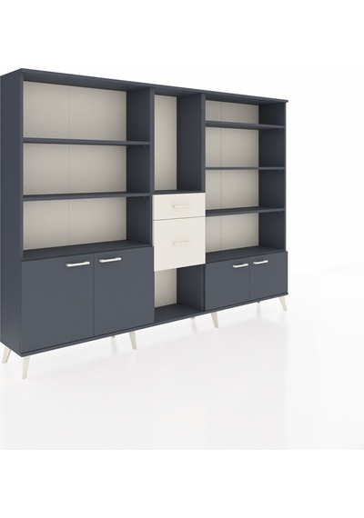 Arges Dolap 10 Raflı 2 Çekmeceli 4 Kapaklı 220x30x163 Antrasit-antrasit/aytaşı Antrasıt/aytası - Antrasıt