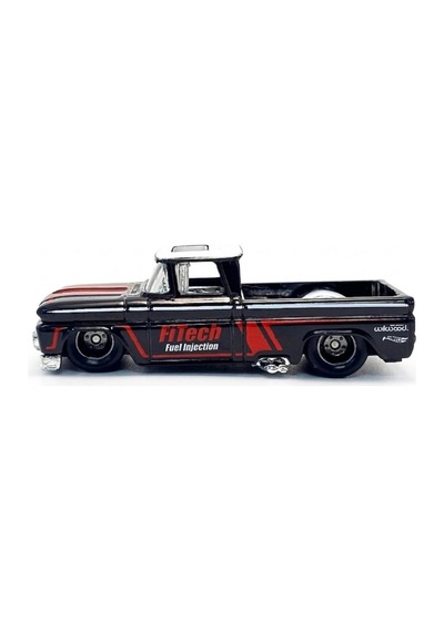 Hot Wheels Custom '62 Chevy Pickup - Rod Squad Siyah-kırmızı 1/64 Diecast Model Araba Çok Renkli