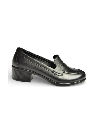 Fox Shoes Y555092203 Siyah Kalın Alçak Topuklu Kadın Ayakkabı Siyah