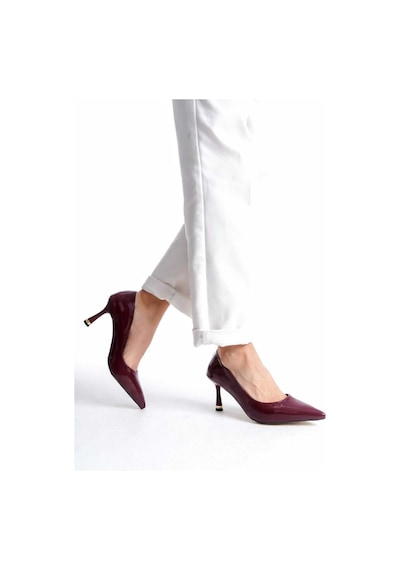 V.s.h Velvet Kadın Stiletto Rugan Arkası Kapalı Şık Kadın Stiletto-2191 Bordo