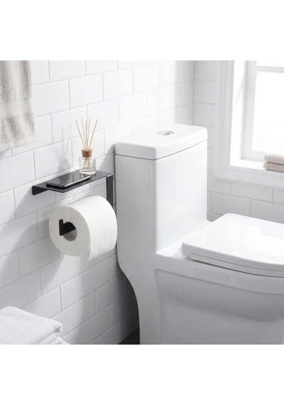 Modern Raflı Tuvalet Kağıtlık Telefon Ve Aksesuar Askılı Wc Peçete Tutucu Siyah Çok Renkli