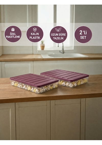 Selka Home 2 Adet 2,25 Lt. Nora Organizer  Buzdolabı Buzluk Düzenleyici Saklama Kabı