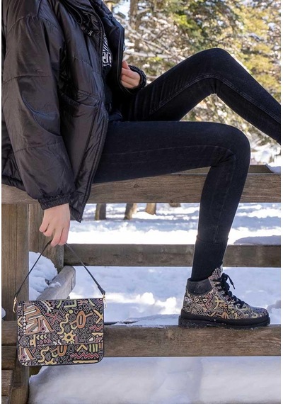 Kadın Vegan Deri Siyah Bot - Good Fortune - Black Tasarım Multicolor