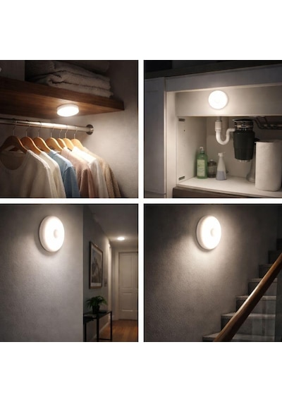 2 Li Set Sensörlü Led Kabin Işığı Gece Lambası 1,5w 4000k Doğal Beyaz 150 Lümen Usb Şar