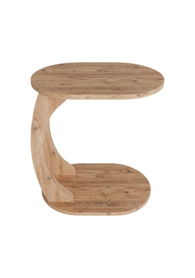 Oval Safir Meşe C Sehpa Modern,hareketli Tekerlekli Yan Sehpa Salon, Ofis, Yatak Odası Kahverengi