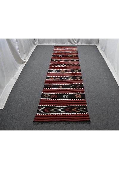 Zehra Abla Halı El Dokuması Eşsiz Yekpare Malatya Yolluk Yün Kilim 7494 Çok Renkli