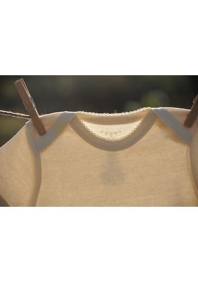 Naturaborn Gots Organik Sertifikalı Kroşetalı Kısa Kollu Bebek Body Bej