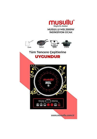 Musullu German 3500W Elektrikli Ocak Şık Tasarımlı Tek Gözlü İndüksiyonlu Cam Yüzey - Siyah