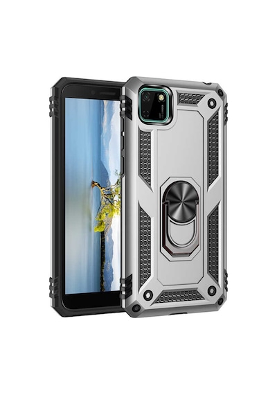 Huawei Y5P Kılıf Zore Vega Yüzüklü Standlı Zırh Kılıf