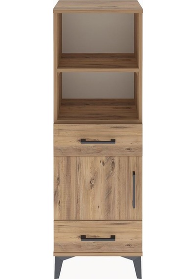 Arges Dolap 3 Raflı 2 Çekmeceli Tek Kapaklı 44x30x134 Çam-çam Atlas Çam
