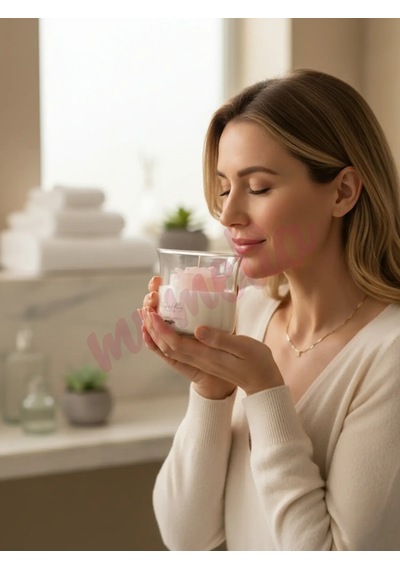 Mumelia Crystal Rose Gül Figürlü - Doğal Soya Cam Bardak Tasarım Mum .
