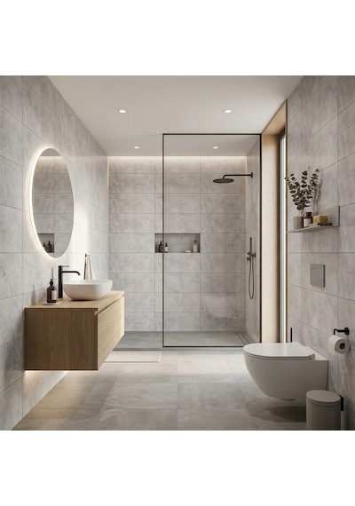 30x60 Cm Kendinden Yapışkanlı Duvar,banyo,tezgah Arası Kaplama Açık Gri 902-30-6