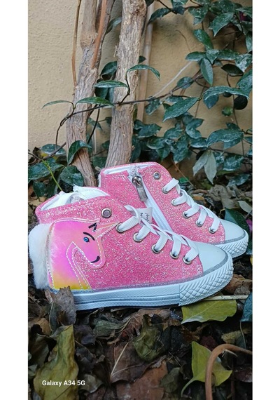 Scarpe Magiche Pembe Simli Unicorn Bot 31-35 Numara Arası Işıksızdır Pembe Simli